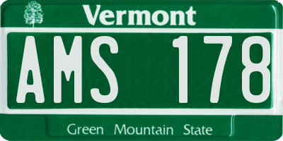 VT license plate AMS178