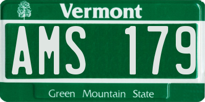 VT license plate AMS179