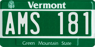 VT license plate AMS181