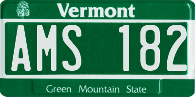 VT license plate AMS182