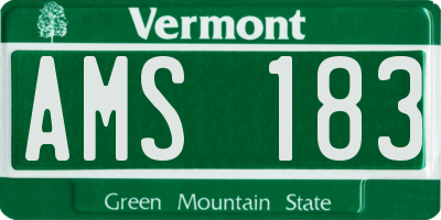 VT license plate AMS183