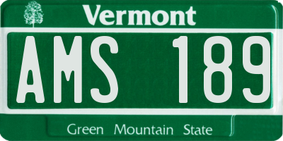 VT license plate AMS189