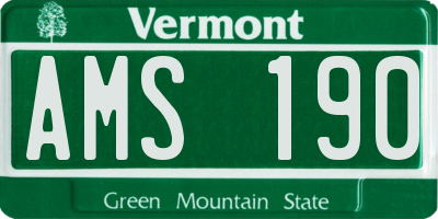 VT license plate AMS190