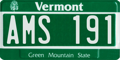 VT license plate AMS191