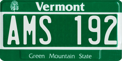 VT license plate AMS192