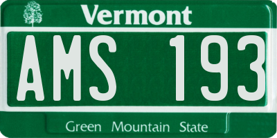 VT license plate AMS193