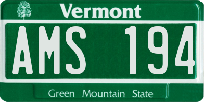 VT license plate AMS194