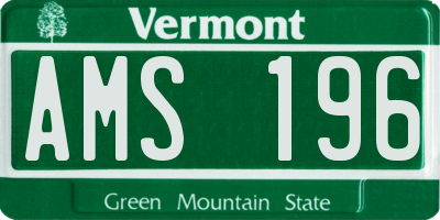 VT license plate AMS196