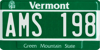 VT license plate AMS198