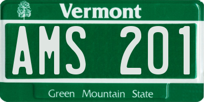 VT license plate AMS201
