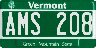VT license plate AMS208