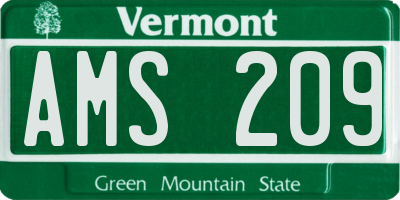 VT license plate AMS209