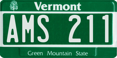 VT license plate AMS211
