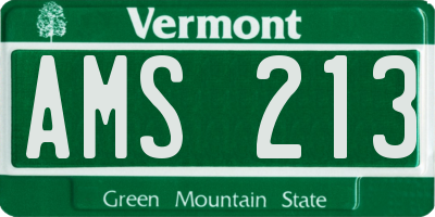 VT license plate AMS213