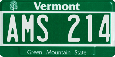 VT license plate AMS214