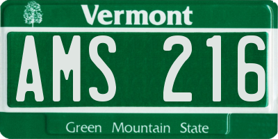 VT license plate AMS216