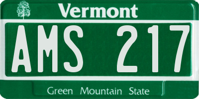 VT license plate AMS217