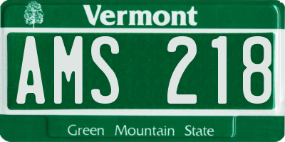 VT license plate AMS218