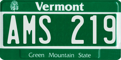 VT license plate AMS219