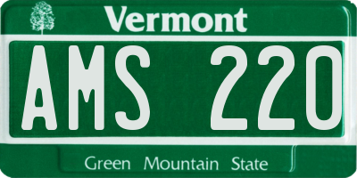 VT license plate AMS220