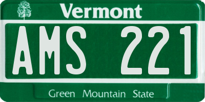 VT license plate AMS221