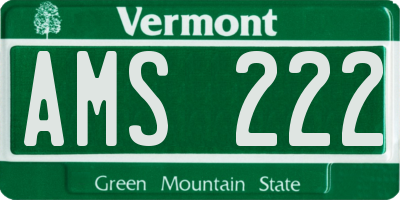 VT license plate AMS222