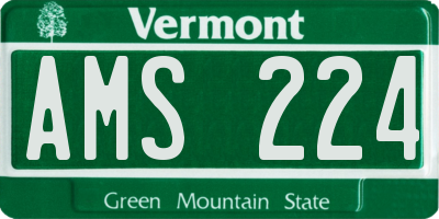 VT license plate AMS224