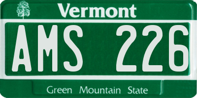 VT license plate AMS226