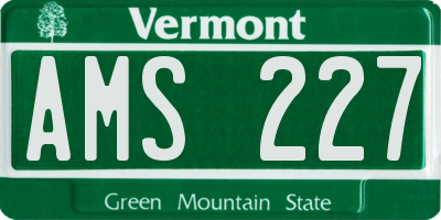 VT license plate AMS227