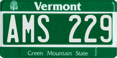 VT license plate AMS229