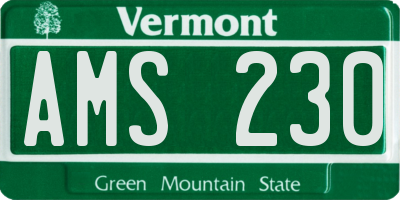 VT license plate AMS230