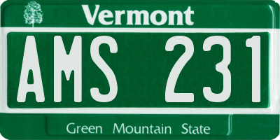VT license plate AMS231