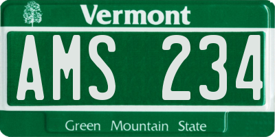 VT license plate AMS234
