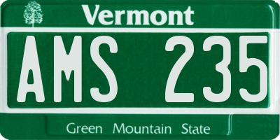 VT license plate AMS235