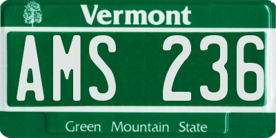 VT license plate AMS236