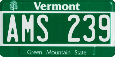 VT license plate AMS239