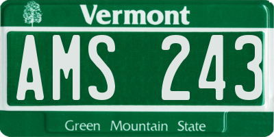 VT license plate AMS243