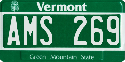 VT license plate AMS269