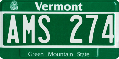 VT license plate AMS274