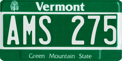 VT license plate AMS275