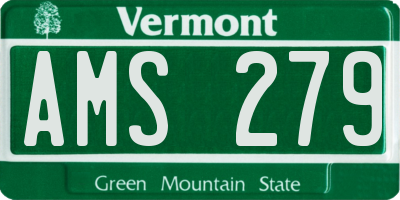 VT license plate AMS279