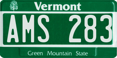 VT license plate AMS283
