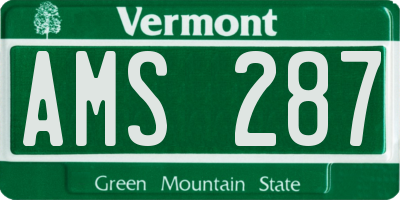 VT license plate AMS287