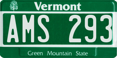 VT license plate AMS293