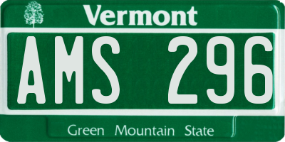 VT license plate AMS296