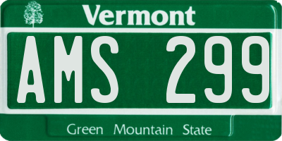 VT license plate AMS299