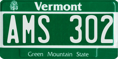 VT license plate AMS302