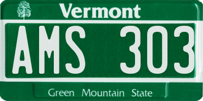 VT license plate AMS303