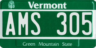 VT license plate AMS305