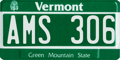 VT license plate AMS306